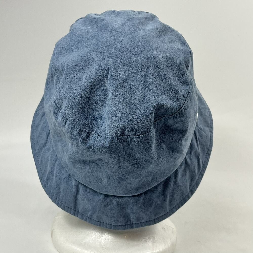 Liz Claiborne Womens Bucket Hat Cloche Blue Faux Suede Silver Crest Logo Vintage - Picture 4 of 8